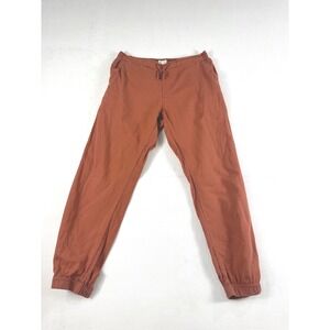 Pact Organic Cotton Hemp Jogger Pants Rust Orange Womens Large Drawstring Pocket